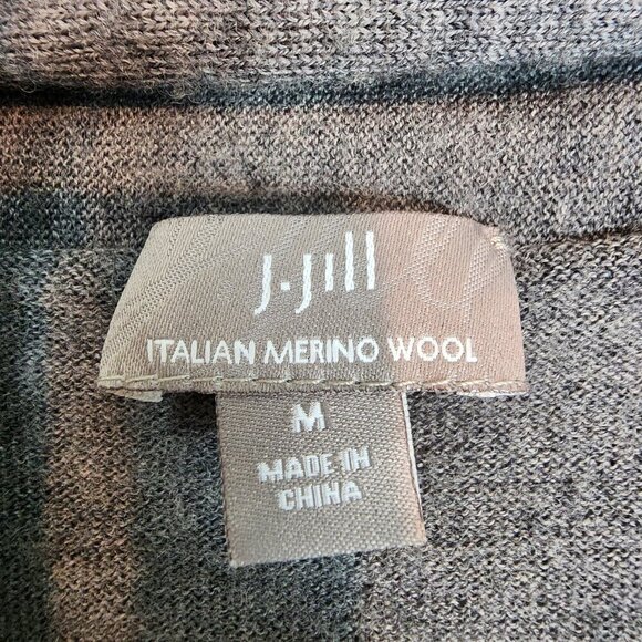 J. Jill Italian Merino Wool Lightweight Long Line Cardigan Sweater Grey Pearlize - Picture 5 of 10